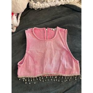 GeeGee Pink Beaded Corset Top Size Small
